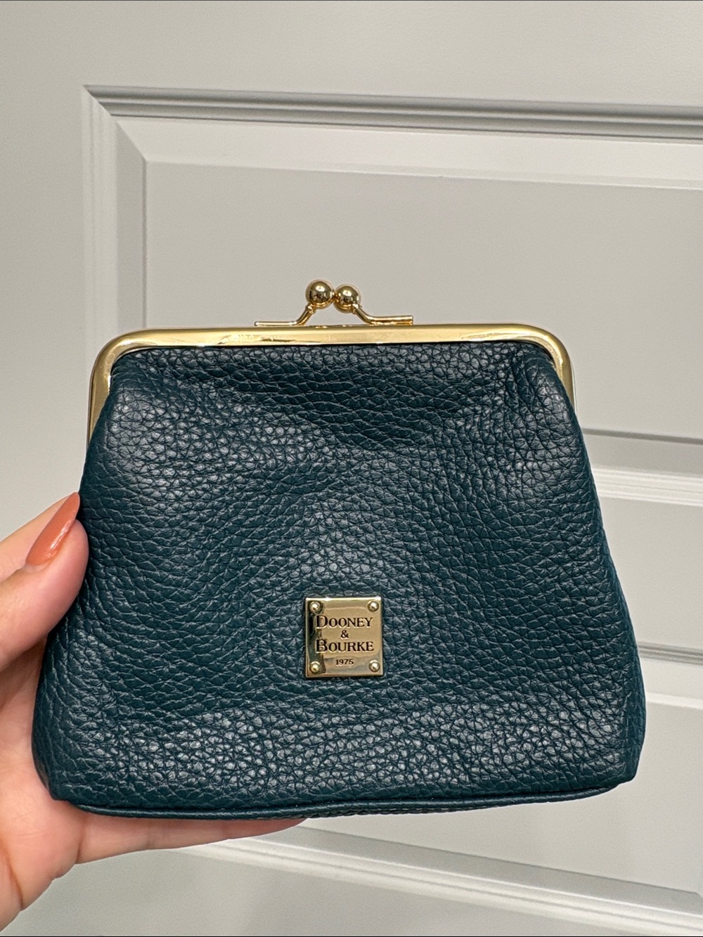 Dooney & Bourke Teal Leather Kiss-Lock Coin Purse